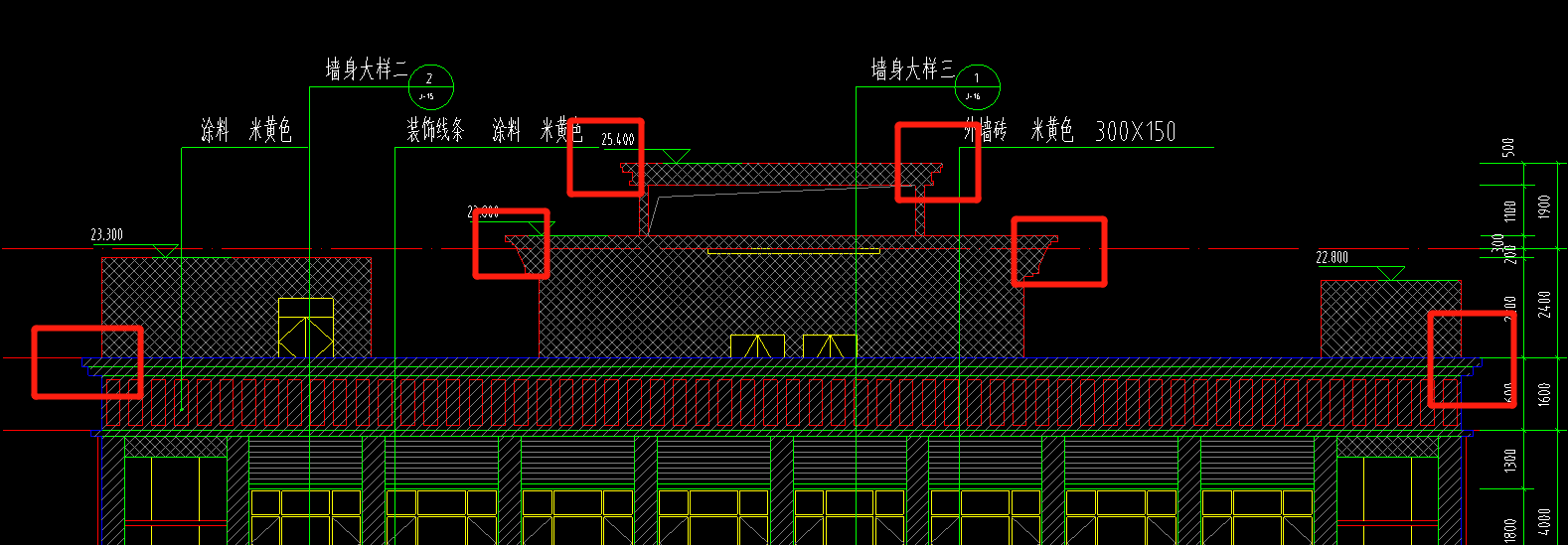 建筑图纸中檐高在哪里有标注,具体指哪个高度