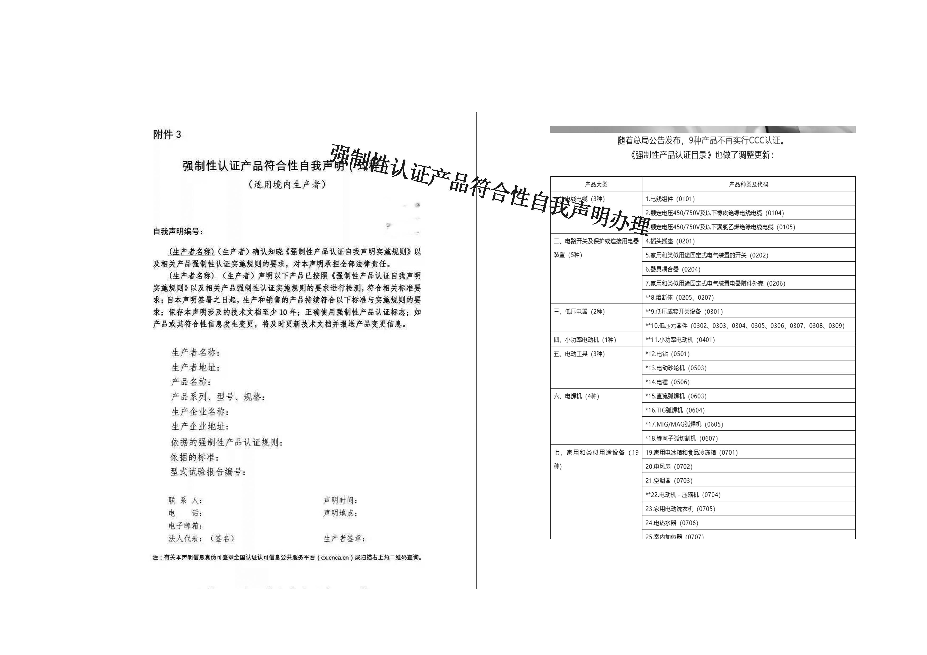 关注这些产品CCC证书转换为自我声明评价方式视频