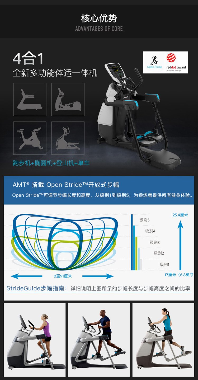 美国必确体适能运动机,AMT100i踏步机,PRECORTRM835