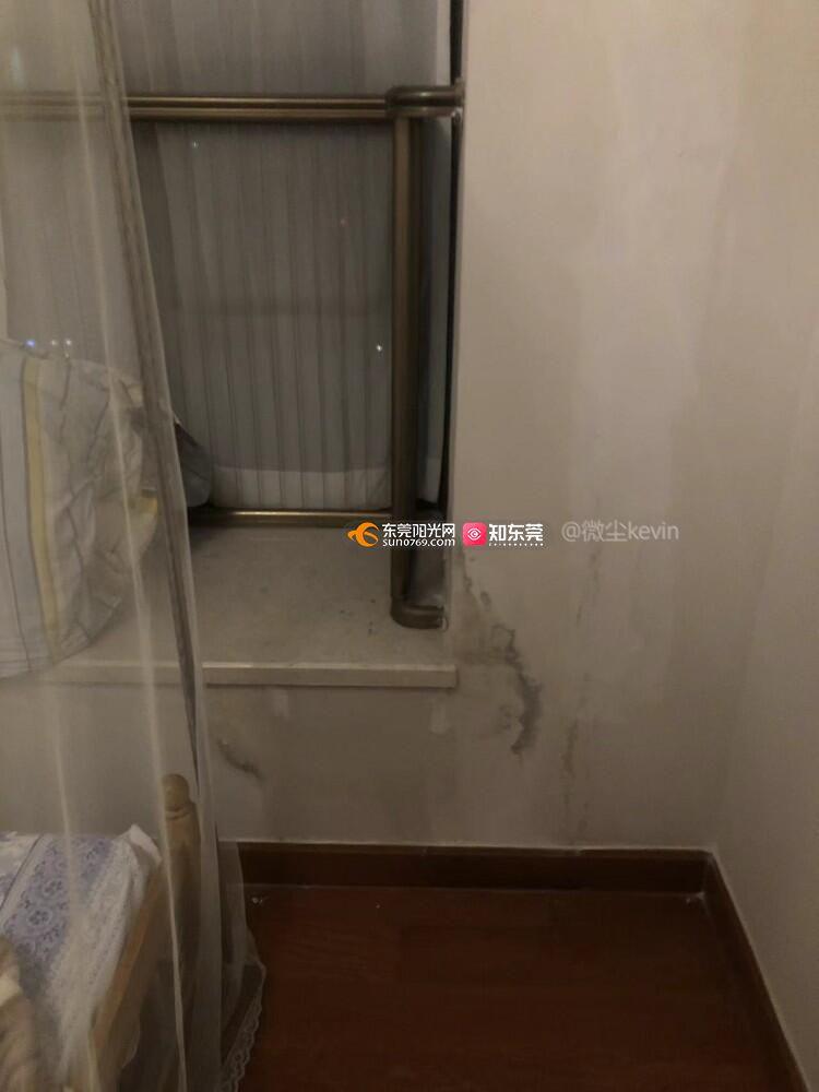 楼上漏水把家的浴室泡的滴水卧室泡的墙角往下顺着长黑毛