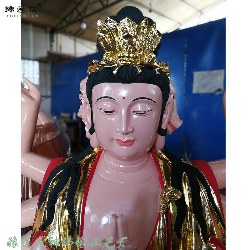 北极紫光圣母神像道教女仙定制斗姆元君形象三母三头八臂