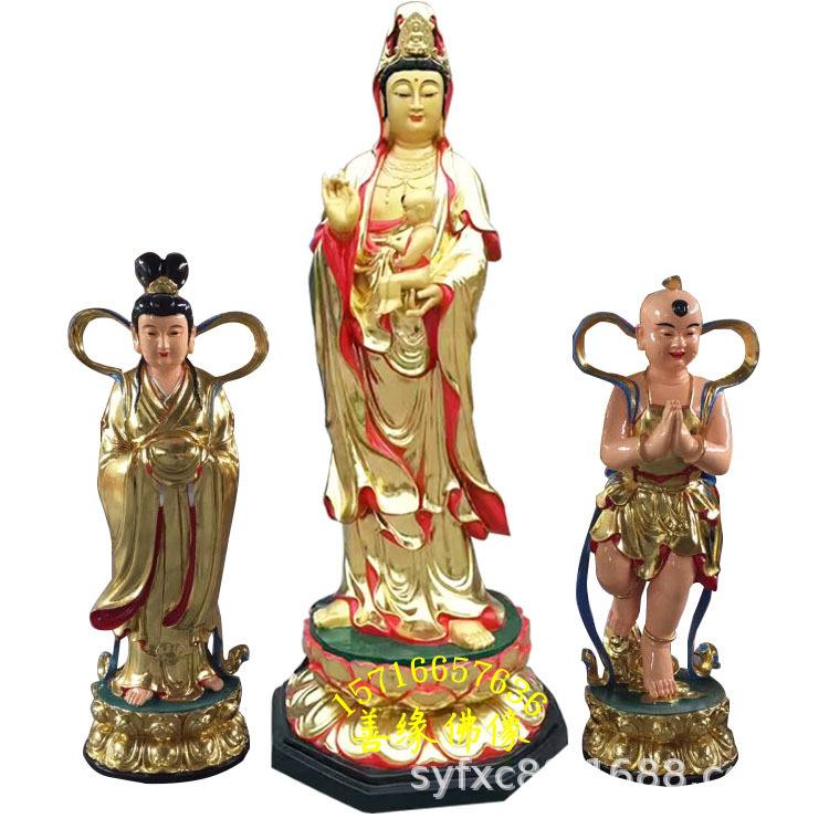 南海普陀山观世音神像观音殿胁待善财童女神像佛像塑像