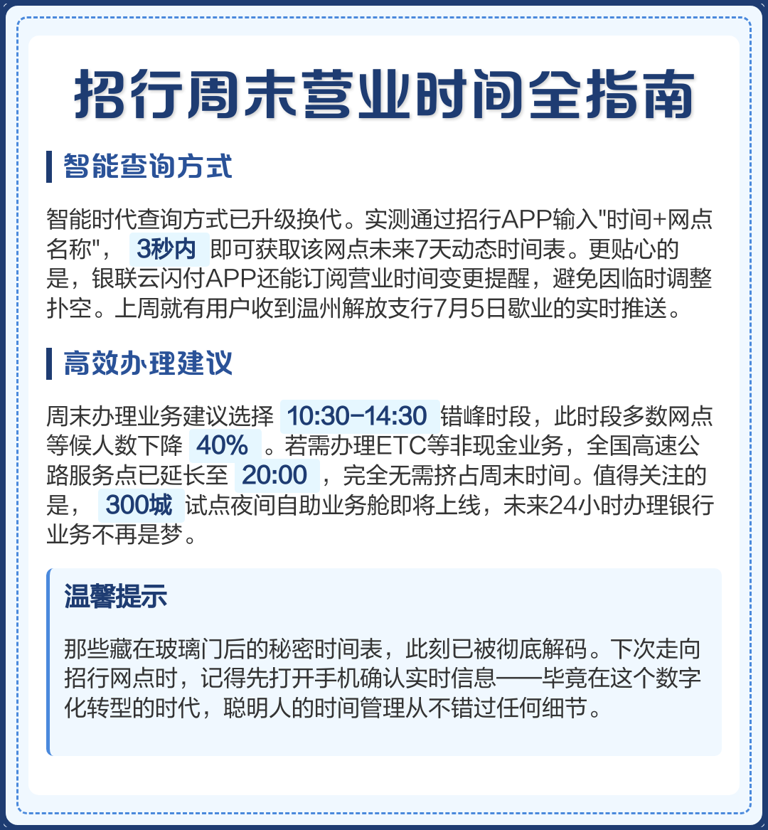 招商银行周末营业时间是什么时候