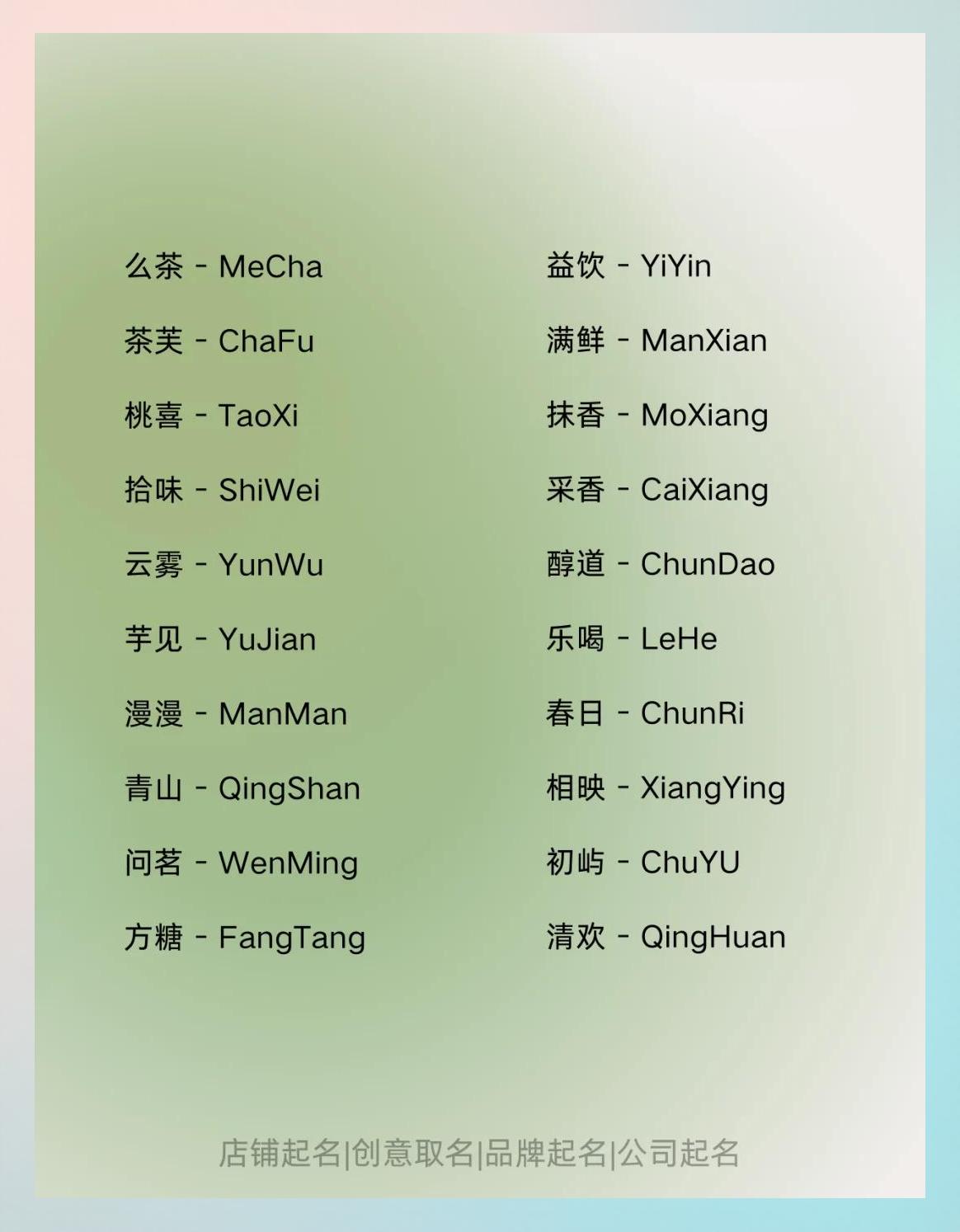 有创意的奶茶名字大全三个字