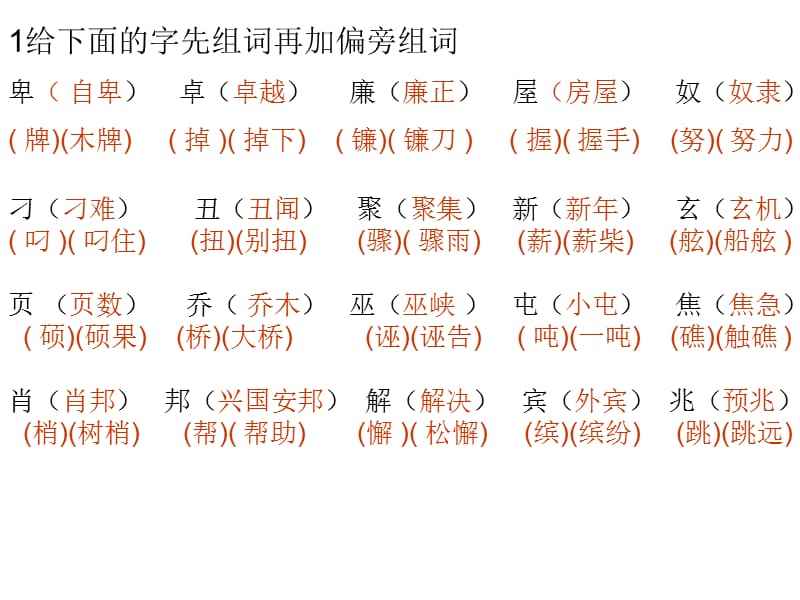 述的组词有哪些呢