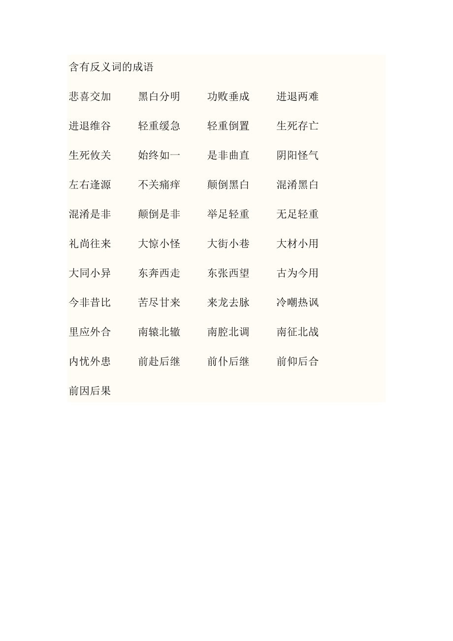 含有近反义词的四字成语有哪些?