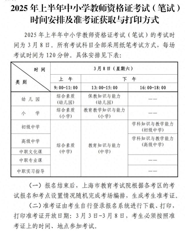 四川省教师资格证考试时间与地点