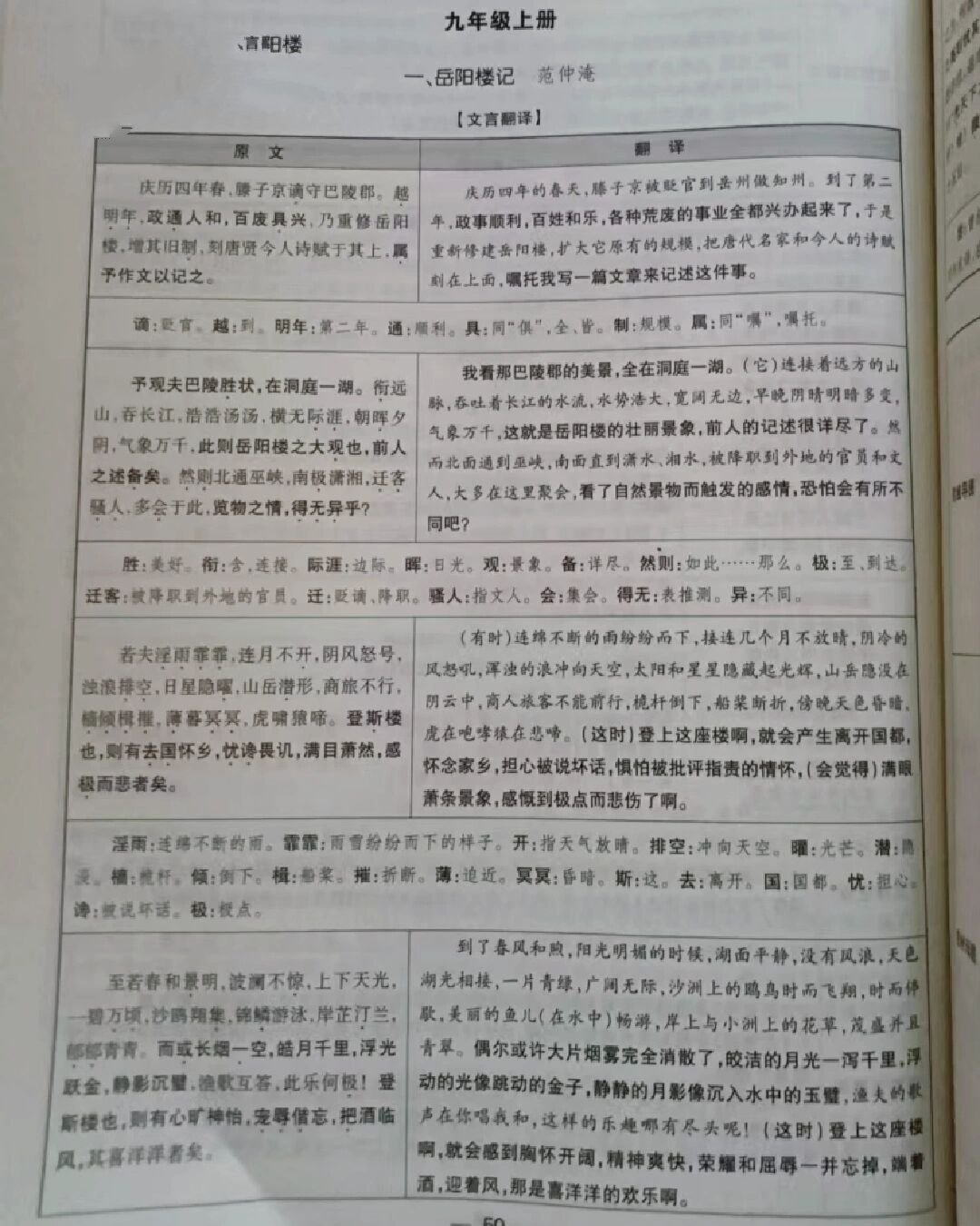 岳阳楼记简单翻译