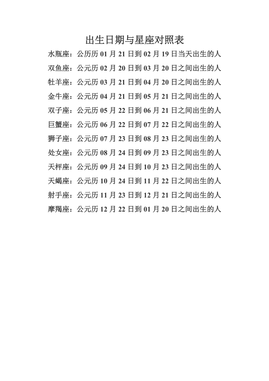 星座表是按什么日历