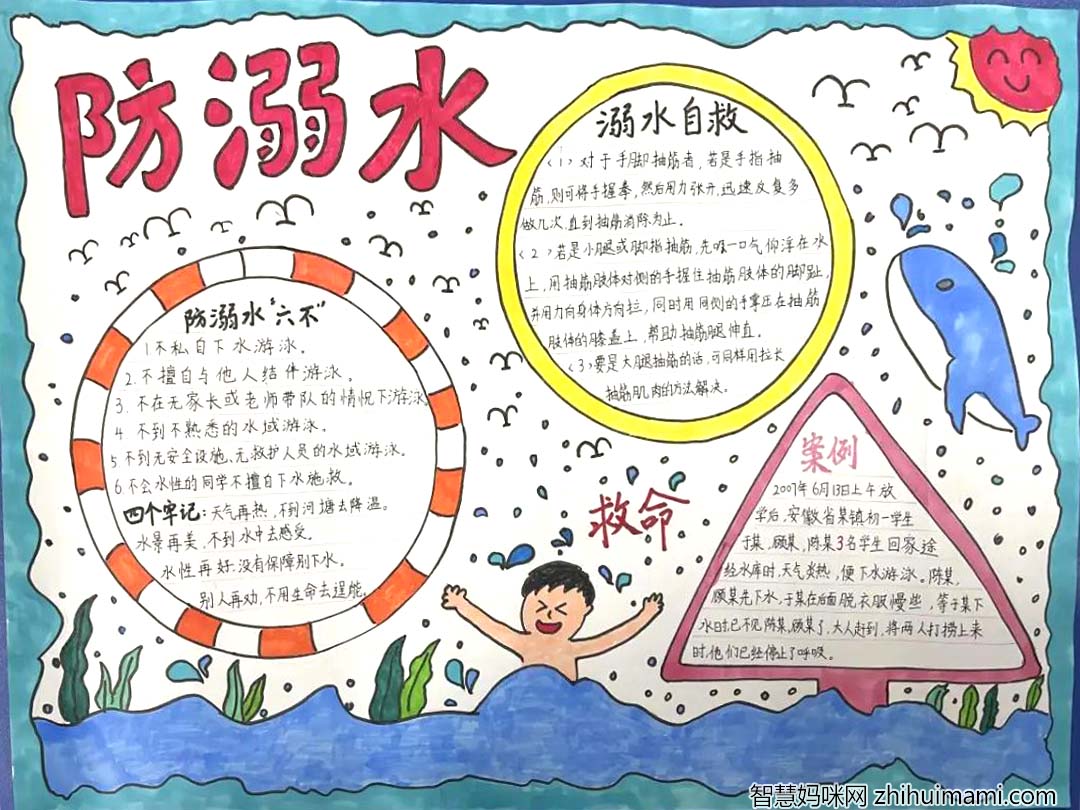 防溺水手抄报文字简短清楚
