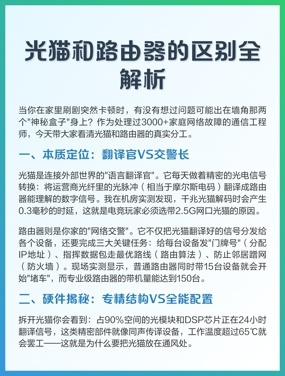 电信光猫和路由器的区别
