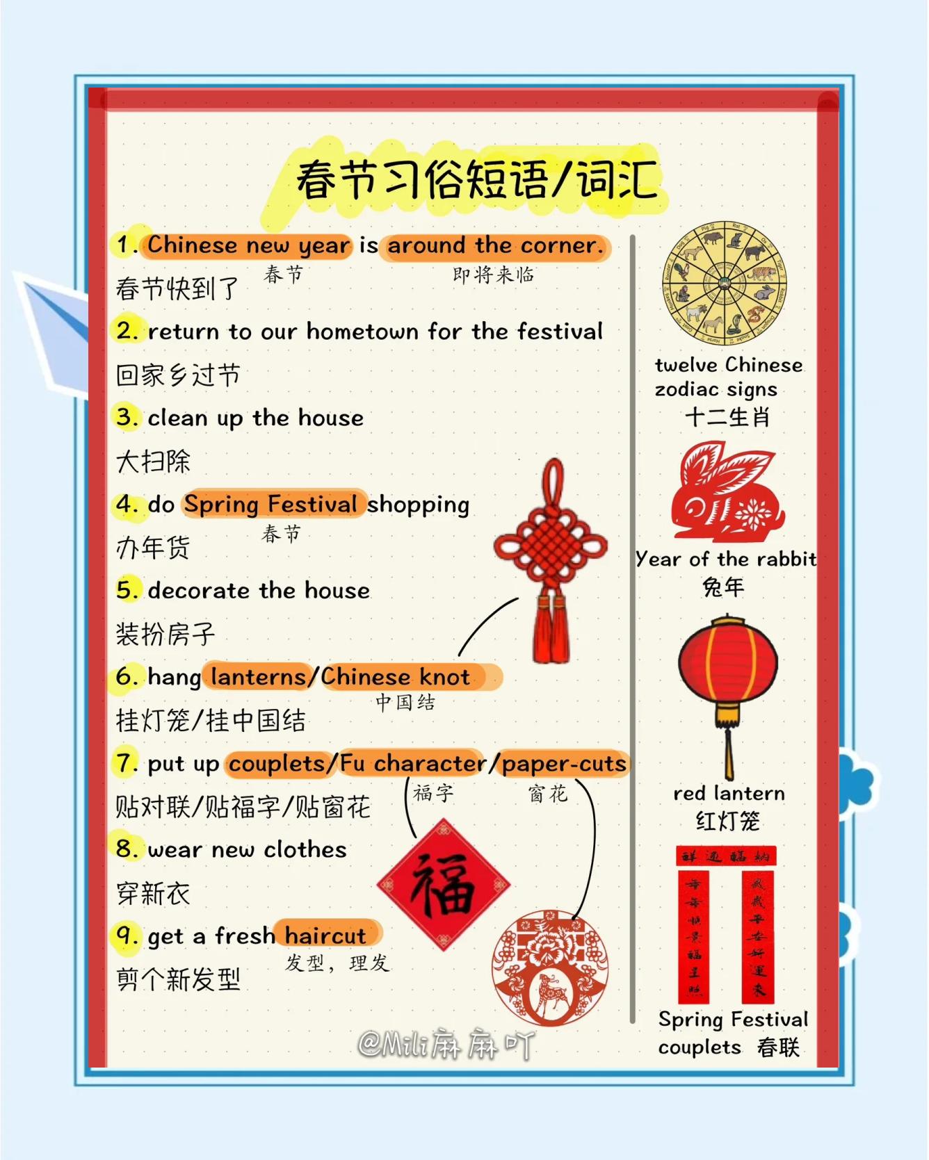 春节由来英语介绍简短5句