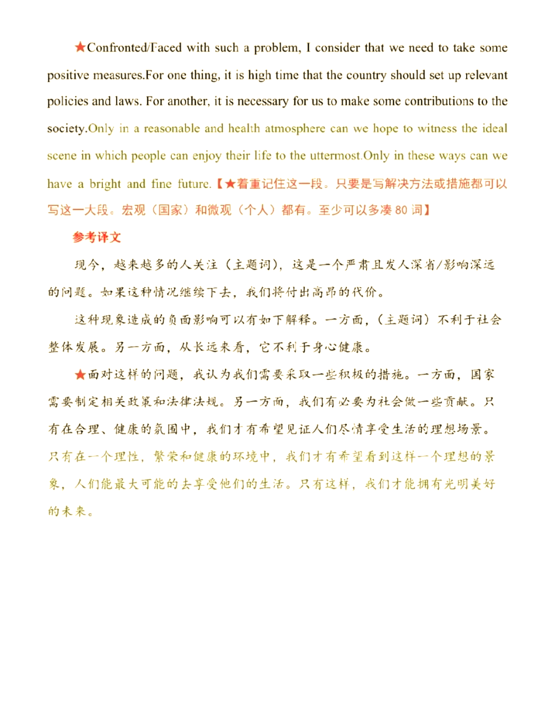 高三英语作文万能句型