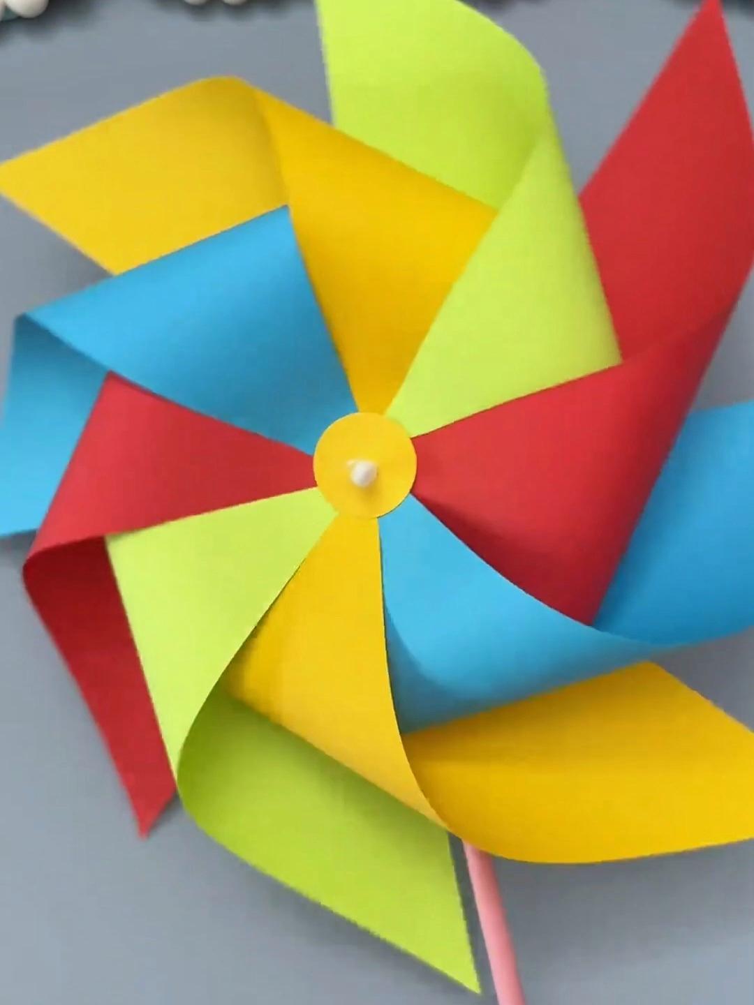 三根纸条怎么做风车