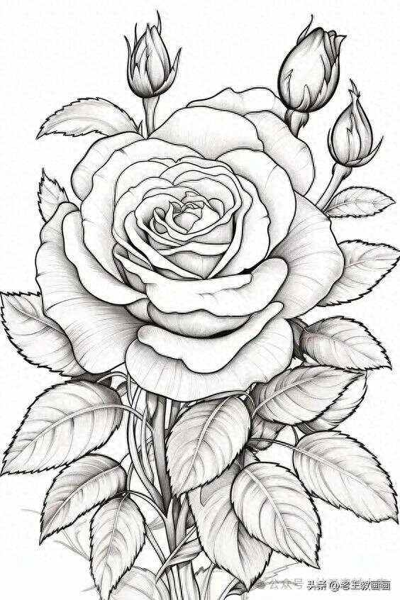 玫瑰花素描怎么画